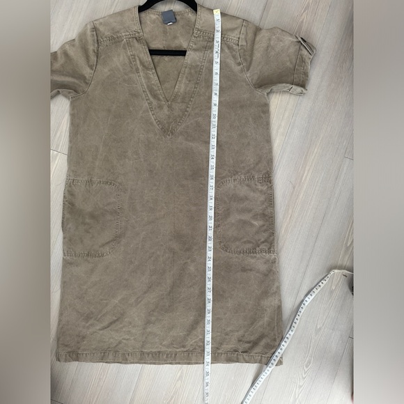 Anne Willi Paris Khaki Color V Neck Shift Silhouette Dress Size 2 - Picture 11 of 15